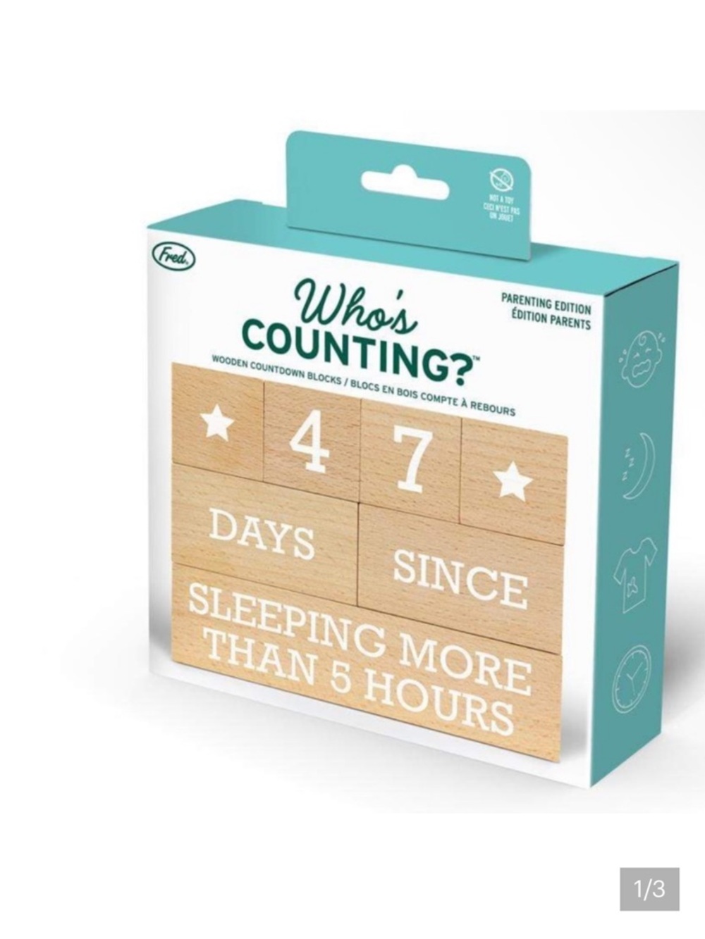 Who's Counting? Wooden Countdown Blocks - Teal & Natural NEW